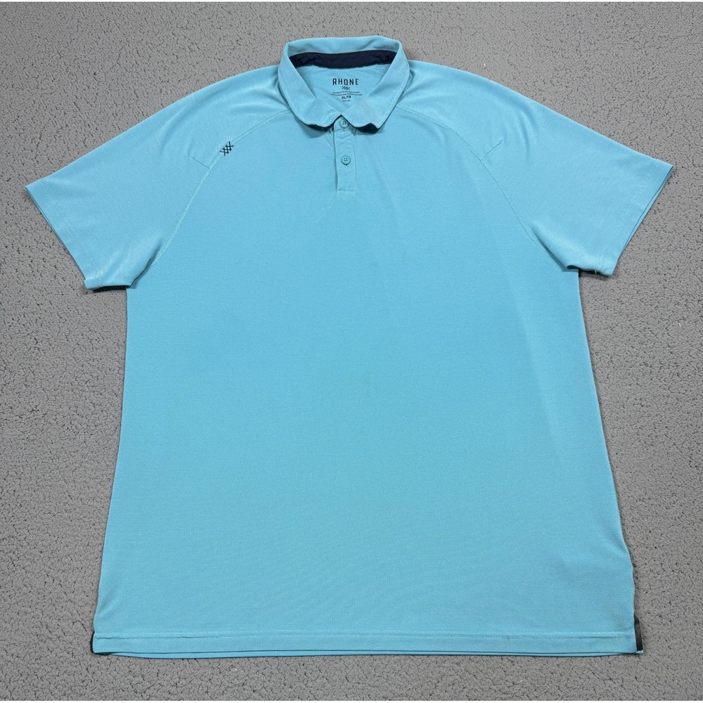 Rhone Polo Shirt Mens XL Blue Performance Golf Athletic Stretch‎ Tagless Knit